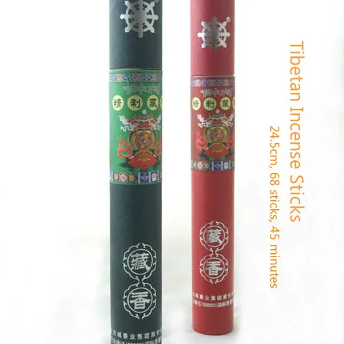 

Tibetan incense sticks,24.5cm 68 sticks 45min. Red & green pack.