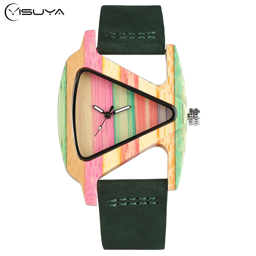 Часы YISUYA женские с деревянным ремешком кварцевые роскошные бамбуковым браслетом
