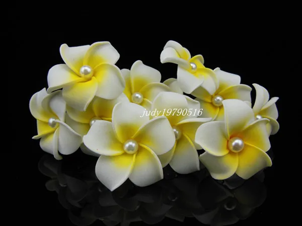 100 шт белый Гавайский Плюмерия Жемчужный Цветок пена заколки для волос