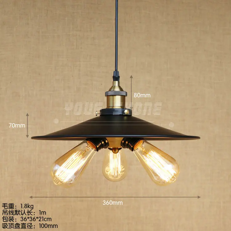 

Loft industrial style contemporary and contracted restaurant bar three lights creative Pendant light Circular 3 lamp
