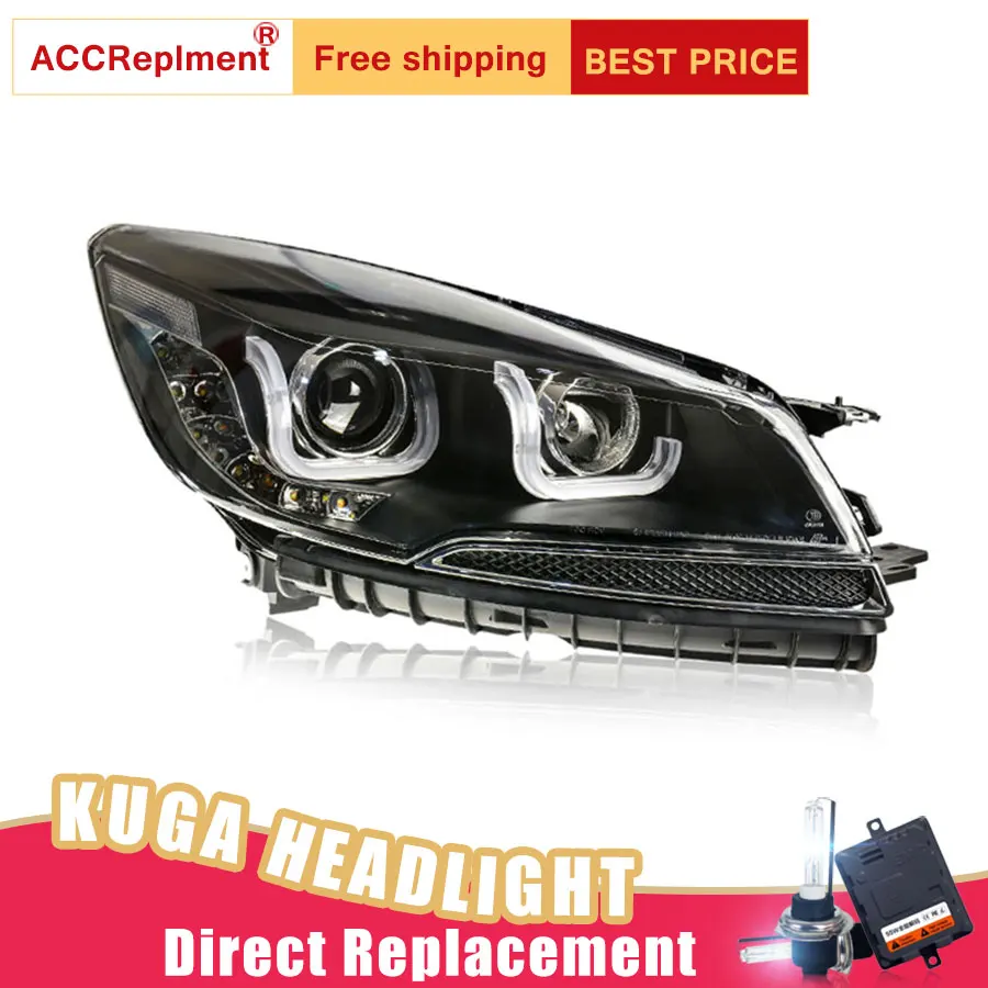 2Pcs LED Headlights For Ford escape/kuga 2013-2015 led car lights Angel eyes xenon HID KIT Fog Daytime Running Lights | Автомобили и