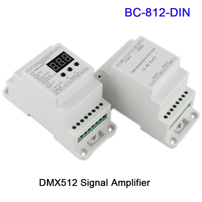 BC 812 DIN/BC DIN RJ45 DC12 24V din рейка led DMX512 усилитель сигнала Один входной канал два
