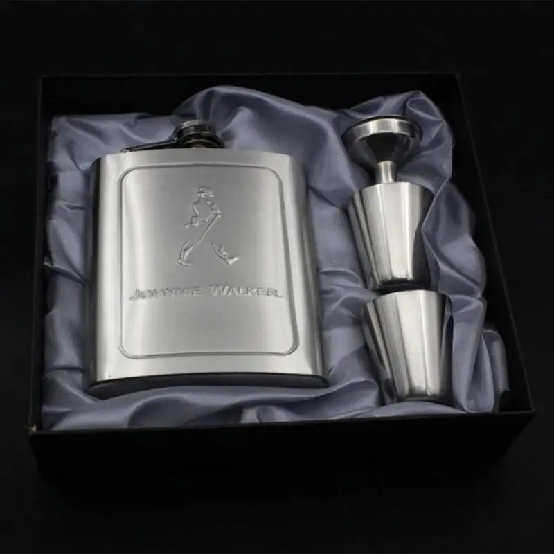 7oz Stainless Steel Hip Flask Set With Funnel and 2 Cups Portable Alcohol Flagon Flasks Whiskey Liquor Pot Wine Bottle | Дом и сад