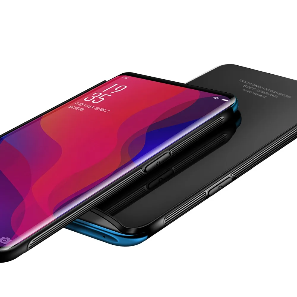 Новейший для OPPO Find X TPU Рамка бампер Закаленное Стекло Зеркало задняя крышка