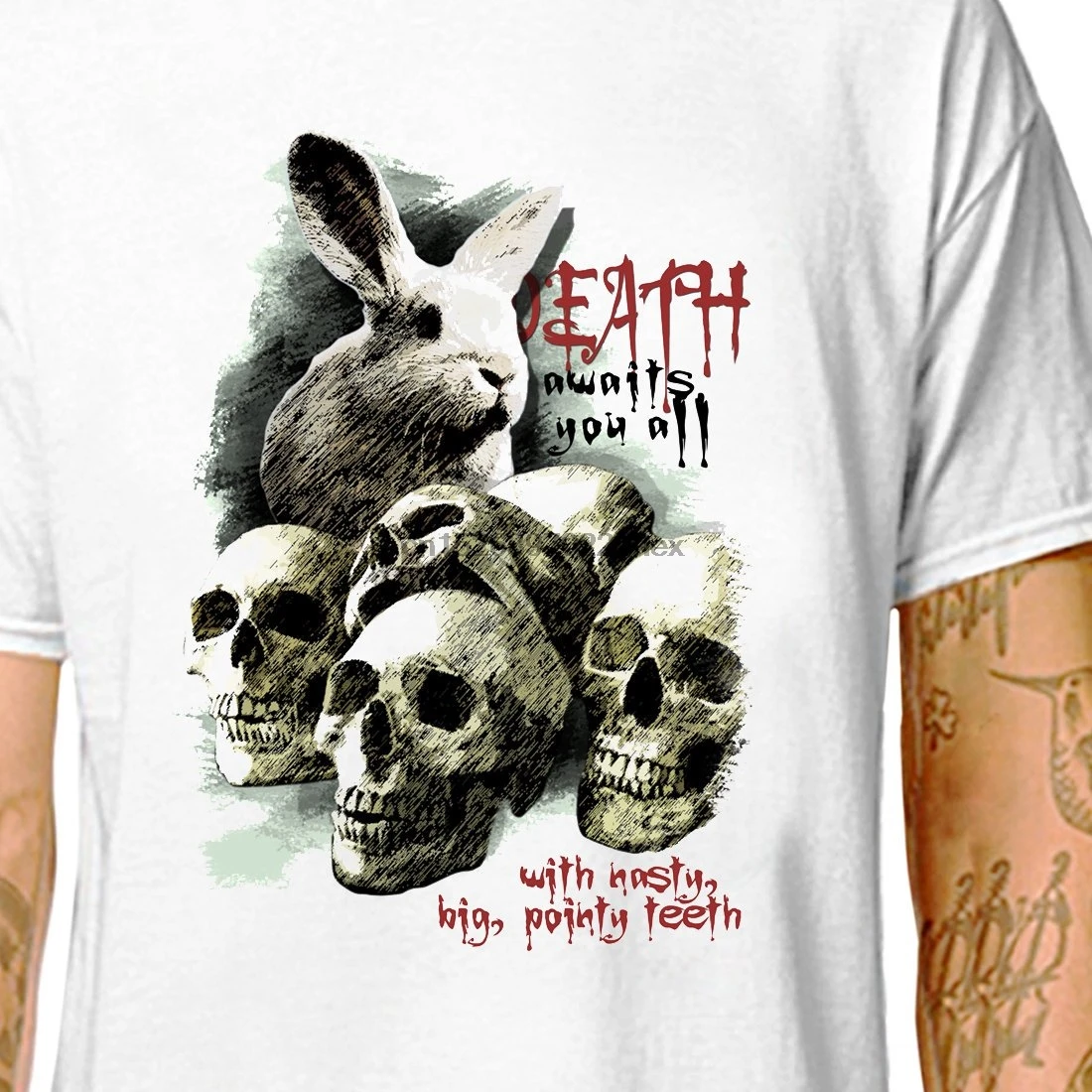 Футболка Monty Python Killer RabbitMen &amp Women's Tees in (lazyморковь) holy grail bunny забавный фильм король