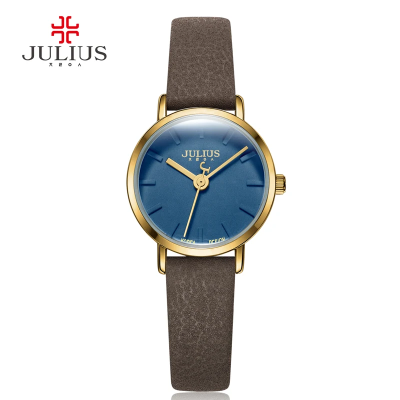 Новое поступление кварцевые часы Julius с тонким кожаным ремешком женские