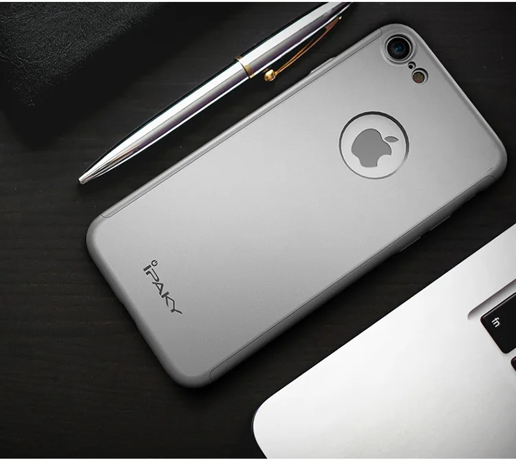 IPaky 360 Полный ультра тонкий для iPhone 7 Plus + закаленное Стекло Экран протектор Чехол