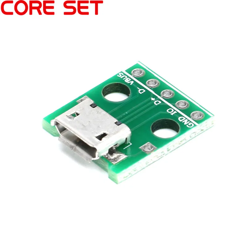 

100pcs/lot Mini Micro USB To DIP 2.54mm Adapter 5pin Female Connector Module Board Panel Female 5-Pin Pinboard B Type PCB