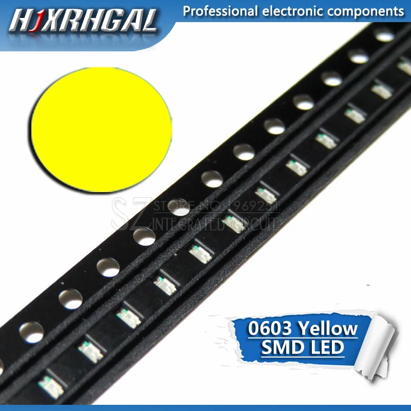 100 шт. 0603 SMD светодиодный светильник желтый красный зеленый синий белый и hjxrhgal - Цвет: Цвет: желтый