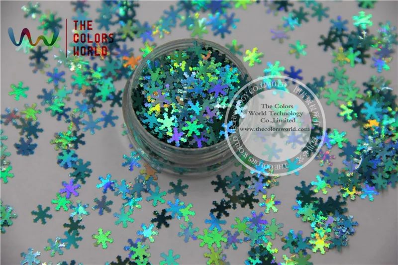 

TCA702 laser holographic Baby Blue color Glitter paillette Snowflake shape 6.0mm Size spangles for Nail Art and DIY supplies