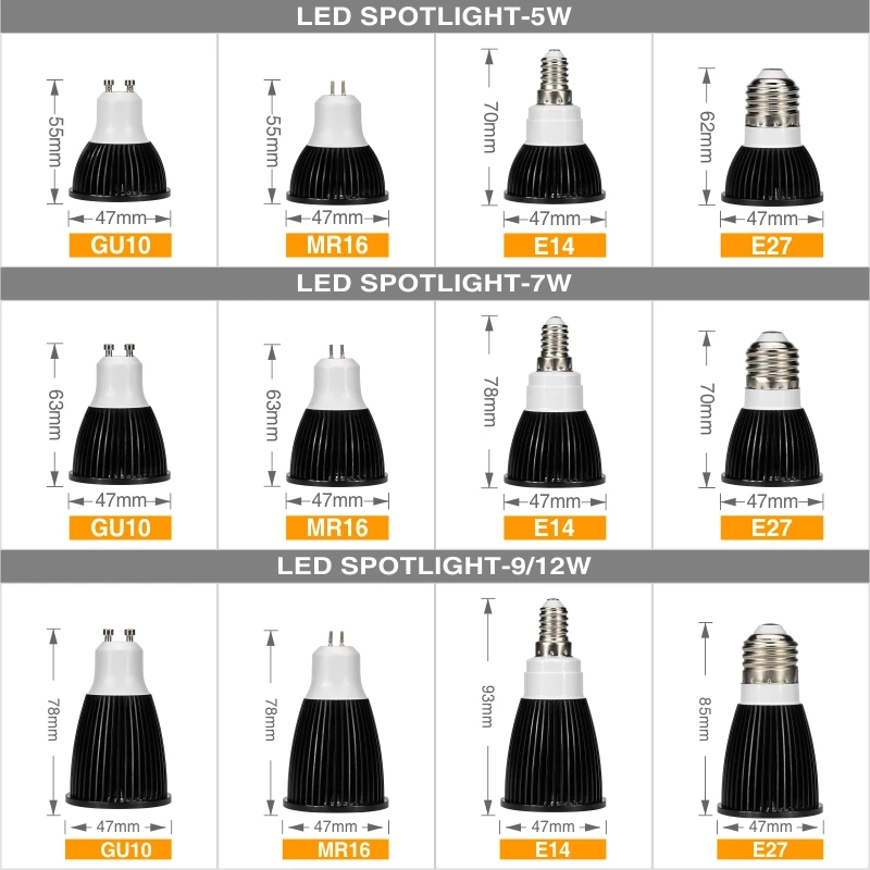 Светодиодная лампа E27 E14 MR16 GU10 220V 240V Bombillas