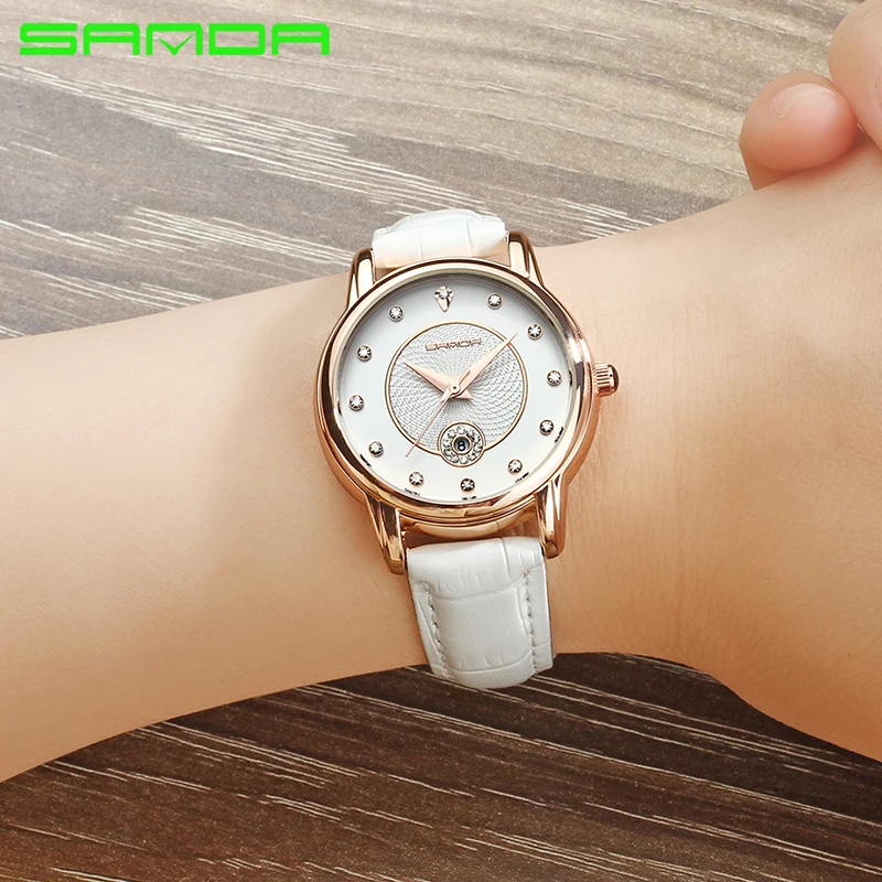 

Top luxury Women's watch sanda brand fashion waterproof import movement lady quartz leather women calendar female watch