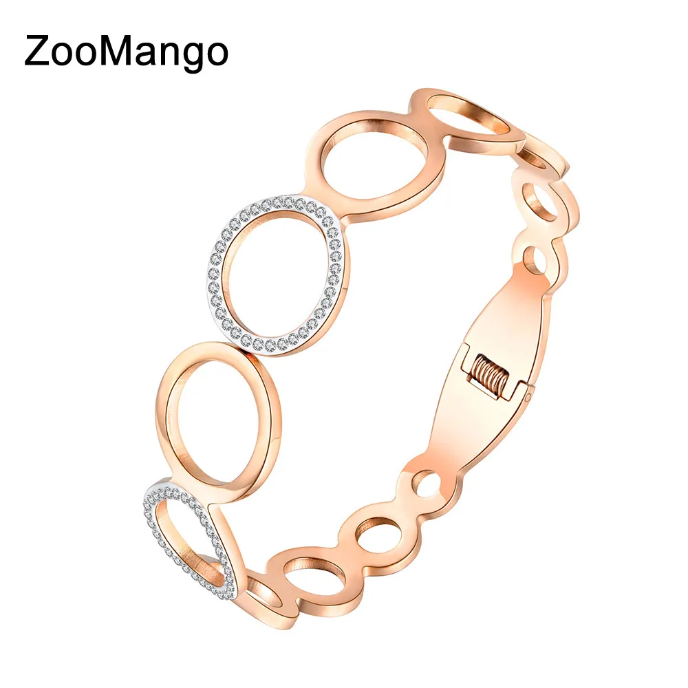 ZooMango новые браслеты из нержавеющей стали различных размеров круглые стразы
