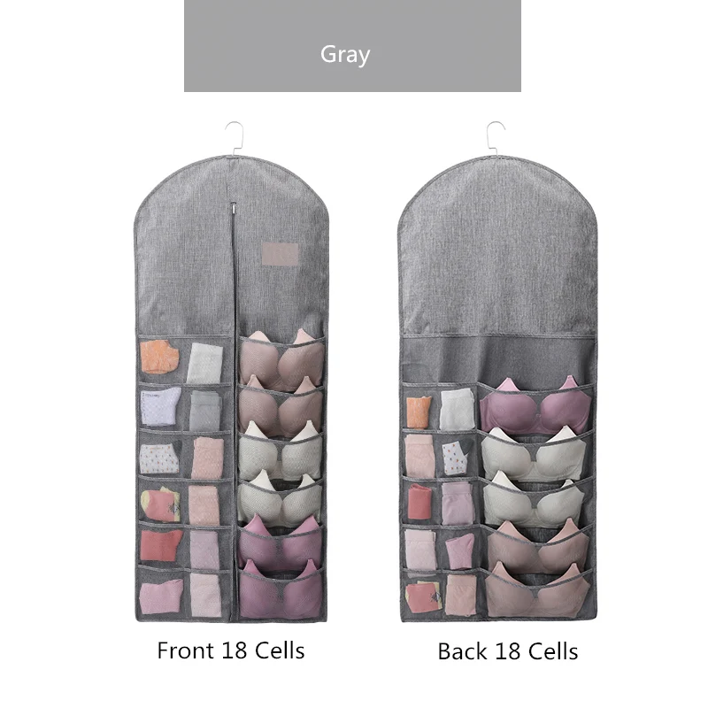 Gray L 1pcs Многофункциональный подвесной органайзер для пальто рубашка Нижнее белье Мульти карманный органайзер для гардероба моющийся висячий мешок для хранения - Цвет: Gray L 1pcs
