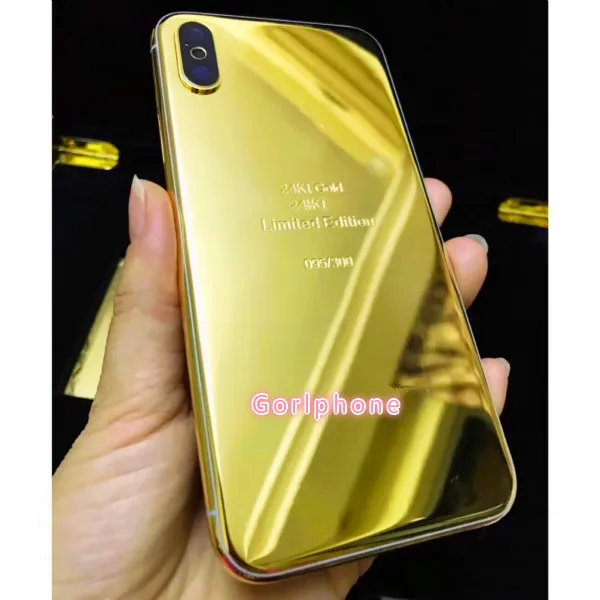 24 каратная Золотая зеркальная задняя дверь для телефона X корпус аккумуляторной