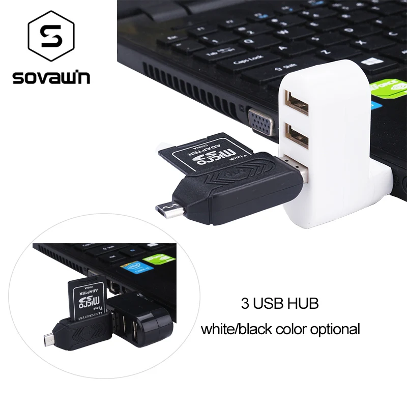 Sovawin usb хаб 2 0 высокоскоростной 3 Usb порт сплиттер адаптер с OTG SD TF Micro Card Reader для ПК