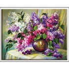 Вышивка крестом Dmc, цветок, растение, вазы, домашний декор, рукоделие, наборы, белая канва 40x50 см, хлопковые нитки, наборы для полной вышивки