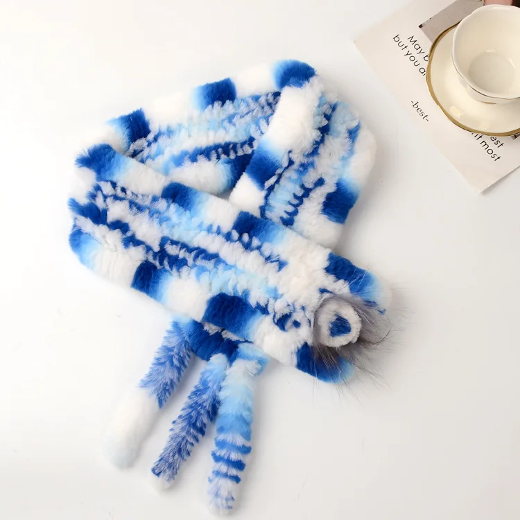 

Женский меховой шарф с кисточками, теплый шарф из натурального кроличьего меха, Осень-зима 48456523