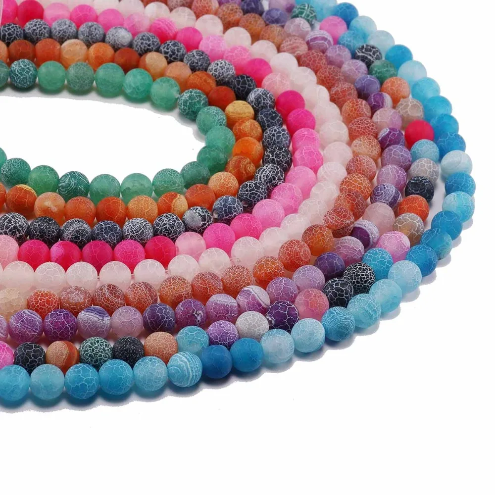 

Mixture Weathering Frost Crab Agates Natural Stone Round Spacer Beads For DIY Necklaces Bracelet Bulk Jewelry Making Accessories