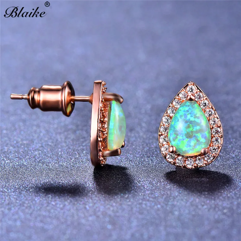 Женские серьги-гвоздики с опалом Blaike серьги из розового золота зеленым/белым