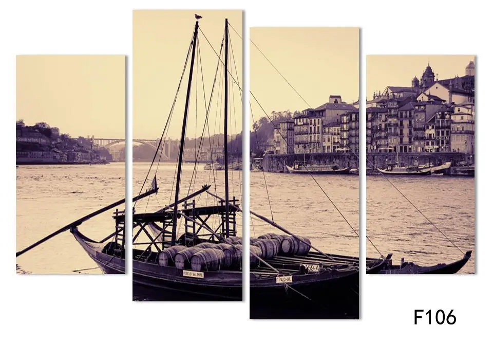 CLSTROSE 4 шт. Античная картина с изображением парусной лодки и моря для дома