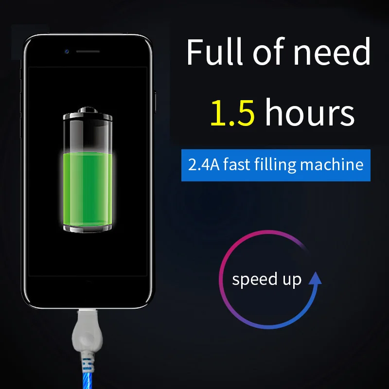 USB кабель для передачи данных и зарядки со светодиодной подсветкой провод iPhone 6 S 7