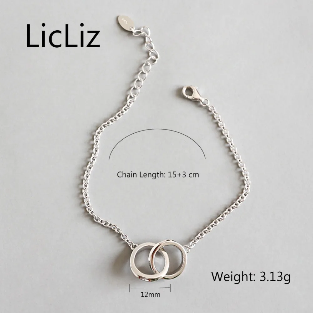 LicLiz новинка Стерлинговое Серебро 925 пробы простой двойной Круглый