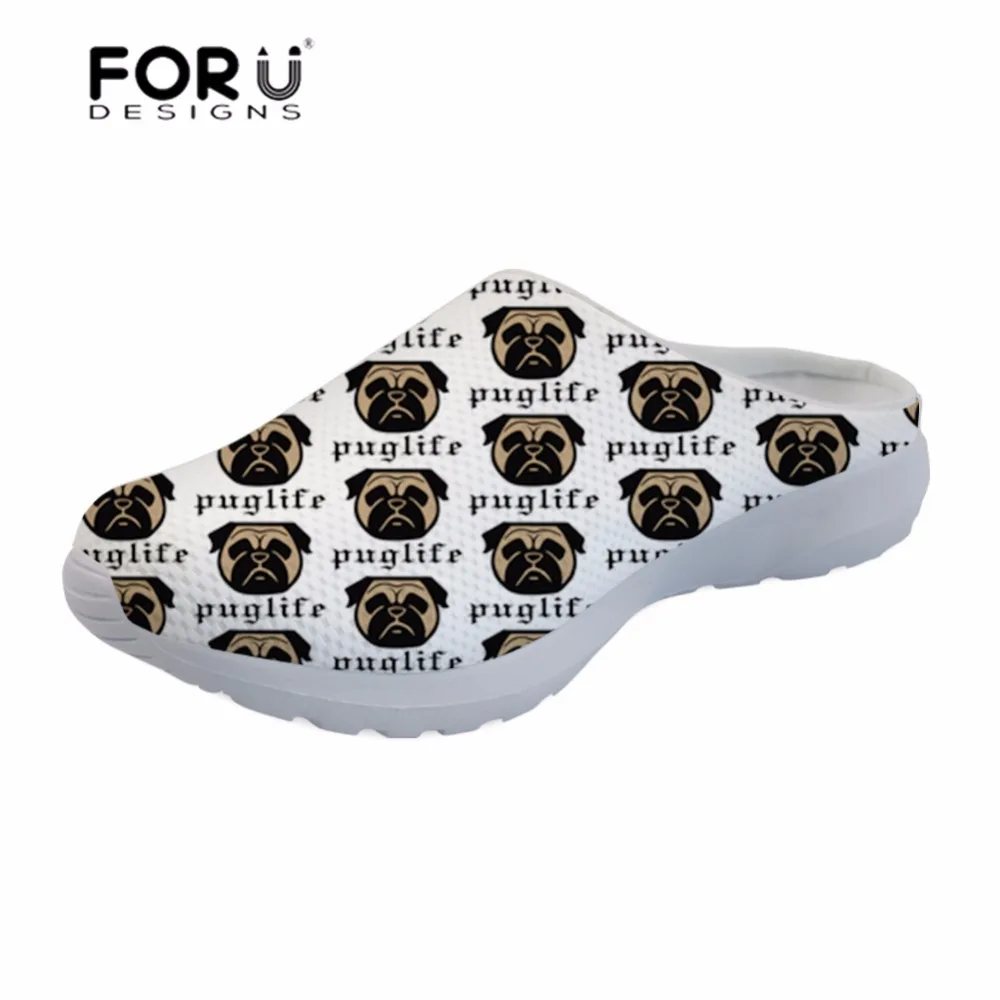 Женские сетчатые сандалии FORUDESIGNS легкие босоножки на платформе с принтом мопса