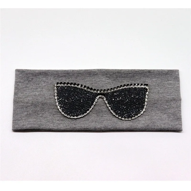 Dark Grey Black Женские солнцезащитные очки, повязки на голову, летняя мода, стразы, эластичная повязка на голову для девушек, леди, хлопок, твердая повязка, аксессуары для волос - Цвет: Dark Grey Black