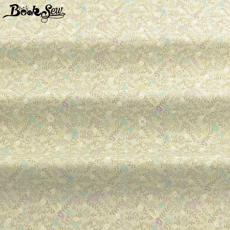 Booksew Tela Algodon 100% хлопок зеленая ткань для кукол с принтом легкий цветочный сделай