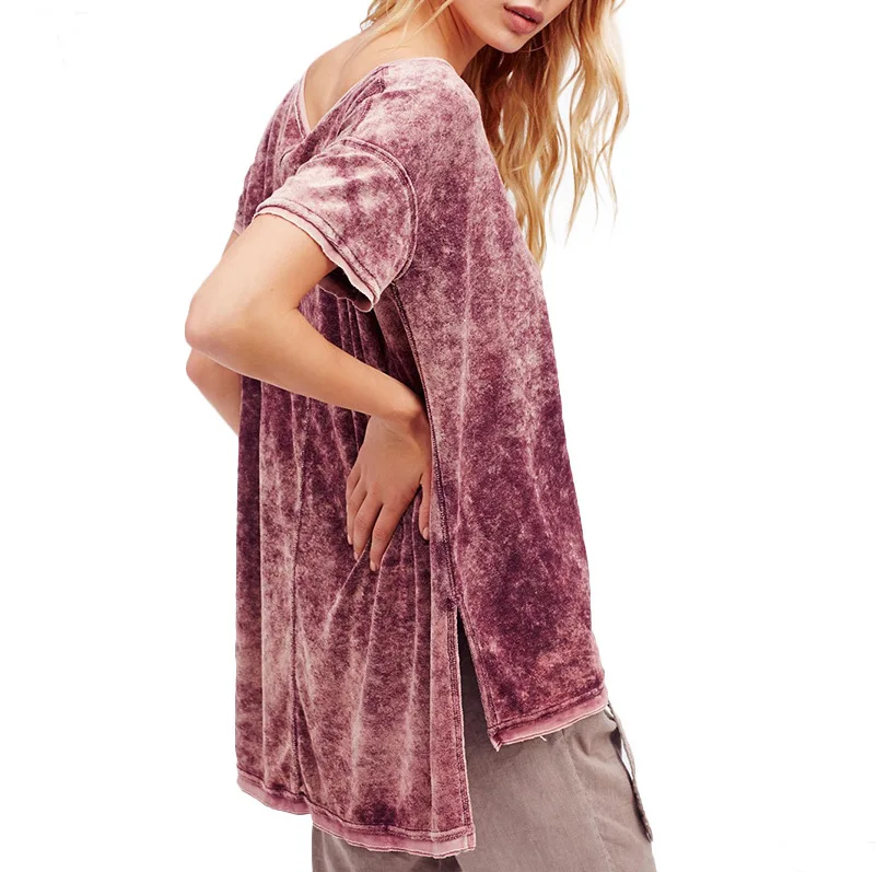 Fashion 2018 T-shirts Women Summer Vintage Tops T Shirt Girls Short Sleeve High Low Loose Casual Tee Shirts Plus Size | Женская одежда