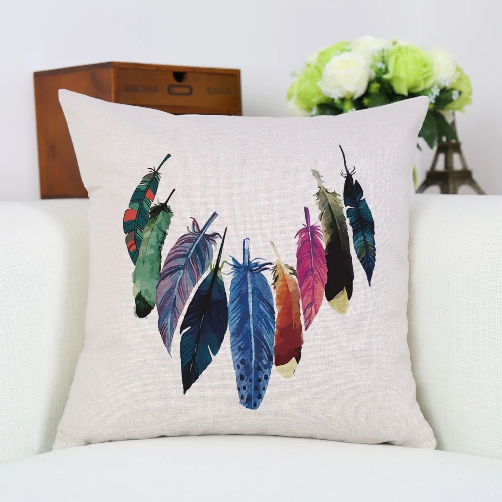 Indian Boho Pattern Feather Geometric Shapes Nordic Cushion Cover For Girls Room Decoration Accessories New | Дом и сад