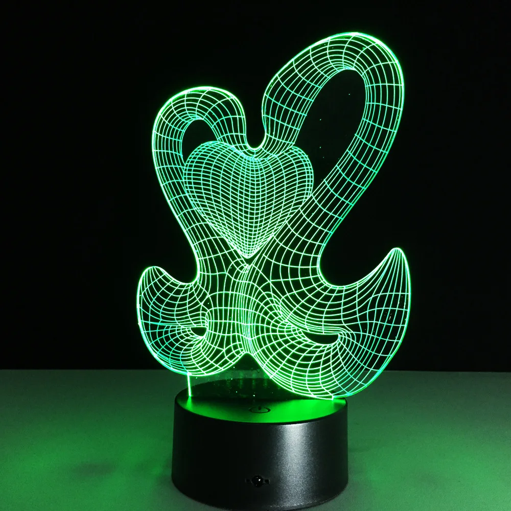 Лебедем сердце 3D светодиодный настольная лампа 7 цветов Изменение ночной