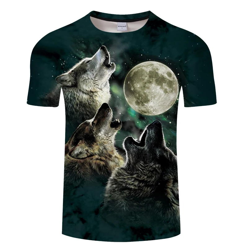 Wolf & Moon 3D принт футболка для мужчин женщин футболки летние классические с
