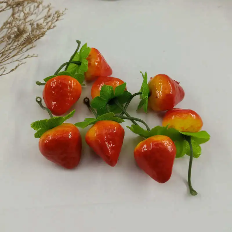 Strawberries with pe 10. Unidades pacote DE Espuma Misturada Mini Simulacao DE Frutas e Legumes Artificiais Cozinha Brinquedos para As Criancas DE - Цвет: Strawberries with pe