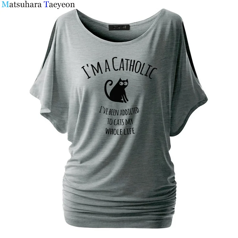 Женская футболка с коротким рукавом и летучая мышь подарок кошкой сумасшедшая