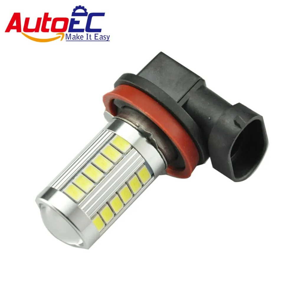 

AutoEC 2pcs Fog Lamp H11 9005 9006 5630 5730 33 SMD Led lens Car Auto Fog Light Daytime Running Lights DC12V White #LI13