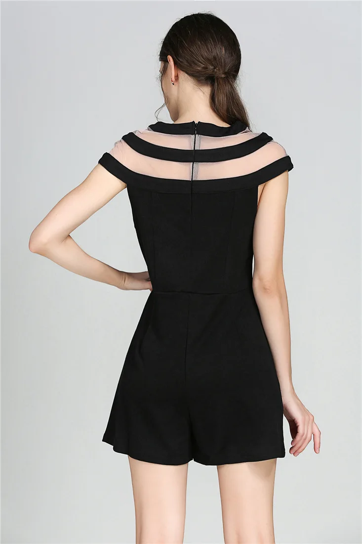 Лето 2018 Новинка женские прозрачные шифоновые Комбинезоны с открытыми плечами и