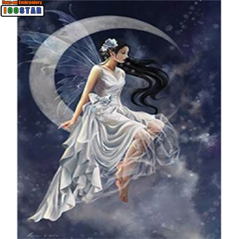 Алмазная вышивка портрет moon beauty 5d сделай сам алмазная живопись девушка ангел