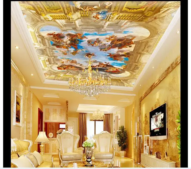 

3d murals wallpaper custom Oil painting zenith ceiling mural wallpaper