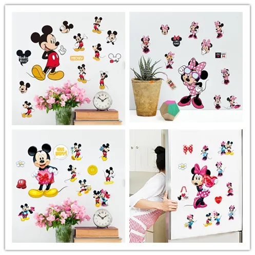 

Cartoon Cute Mickey Minnie Mouse Balloon Wall Stickers Decals Or Kids Room Baby Bedroom Wall Art Park Poster Nursery Amusement