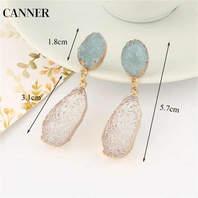 Женские длинные серьги-подвески Canner корейские шикарные серьги из камня и смолы