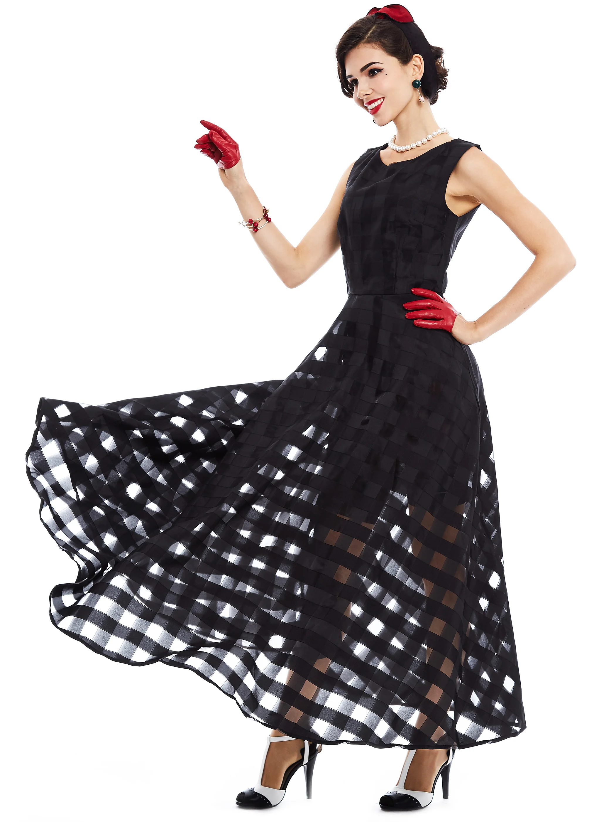 Женское платье без рукавов с круглым вырезом ТРАПЕЦИЕВИДНОЕ Черное женское