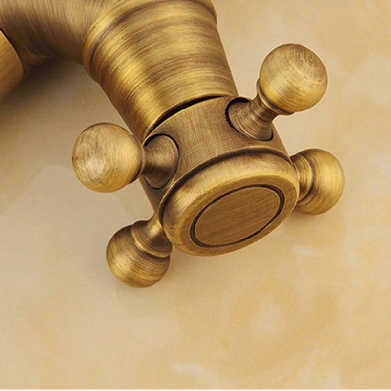 

Free shipping Antique bronze copper Retro European style bathroom basin faucet double handles cabinet mixer taps 9988