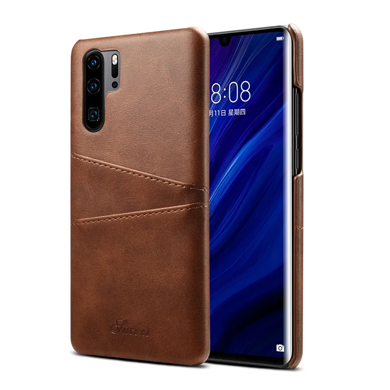 Коричневый ITEUU P30 P30PRO ретро кожаный чехол для huawei P30 P30 PRO чехол s слот для карт Высокое качество Роскошный задний противоударный чехол - Цвет: Коричневый