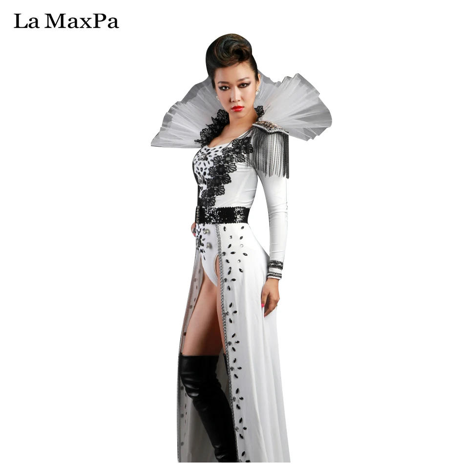 2017 новое поступление женский костюм певицы бар DJ DS сексуальная белая одежда для