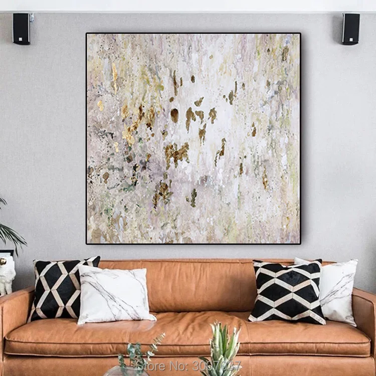 Skilled Artist Hand Painted High Quality Abstract Oil Painting on Canvas Golden Foil and Grey Color Wall Art for Home decoration