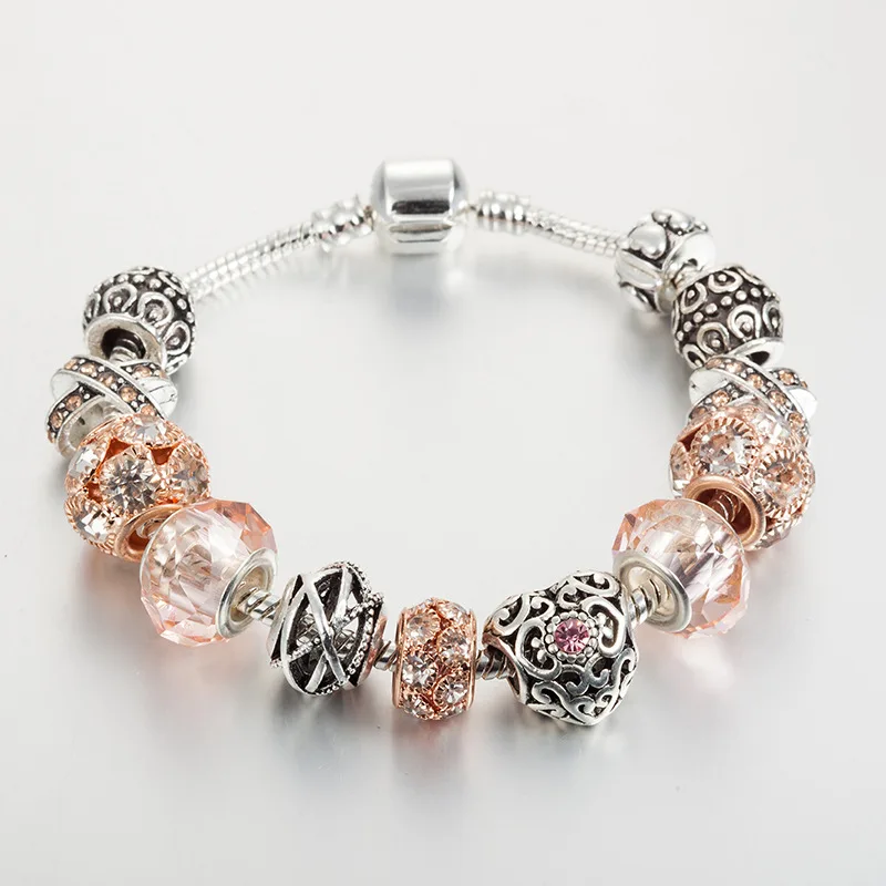 Модные браслеты pandora в Европейском стиле ручной работы очаровательные для женщин