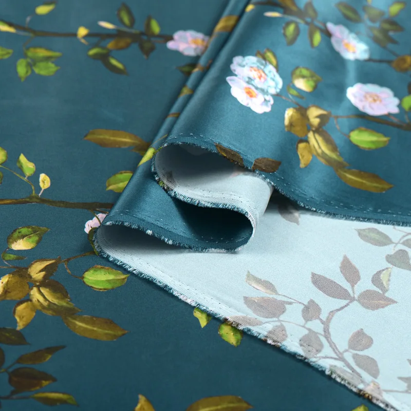 High-end silk stretch satin fabric digital inkjet heavy drapes cheongsam dress Wholesale cloth | Дом и сад