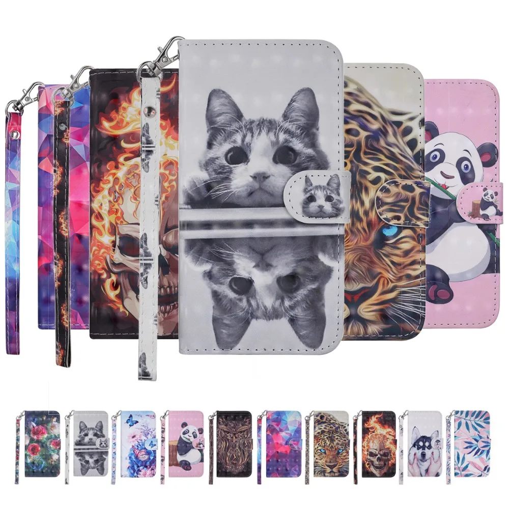 Luxury 3D Leather For Apple iphone X cases Flip Cover Cute Flower Animal Case iphoneX Phone bag Wallet Capa Coque | Мобильные
